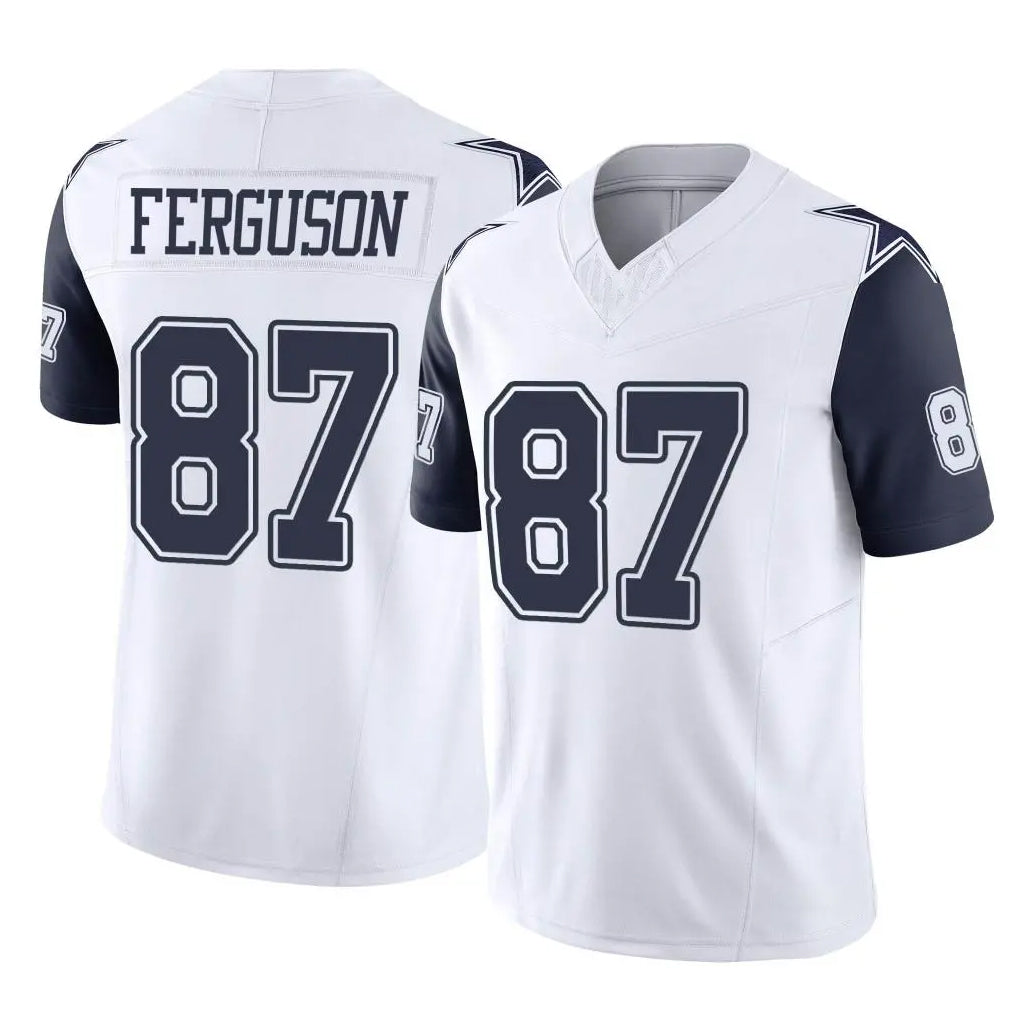D.Cowboys #87 Jake Ferguson Player White-Navy Limited Vapor F.U.S.E. Home Game Gdoa Stitched Jerseys