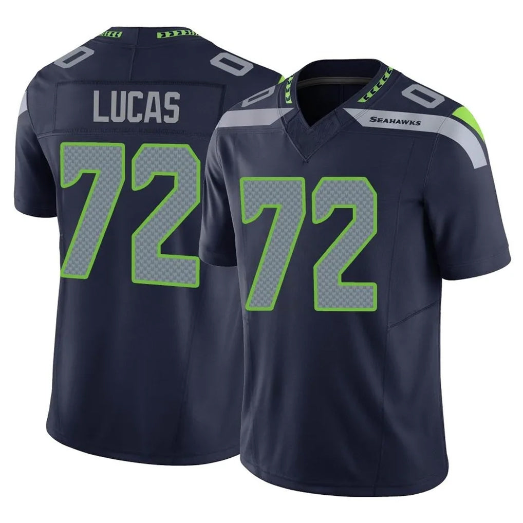 S.Seahawks #72 Abraham Lucas Player Navy Limited Vapor F.U.S.E. Home Game Gdoa Stitched Jerseys