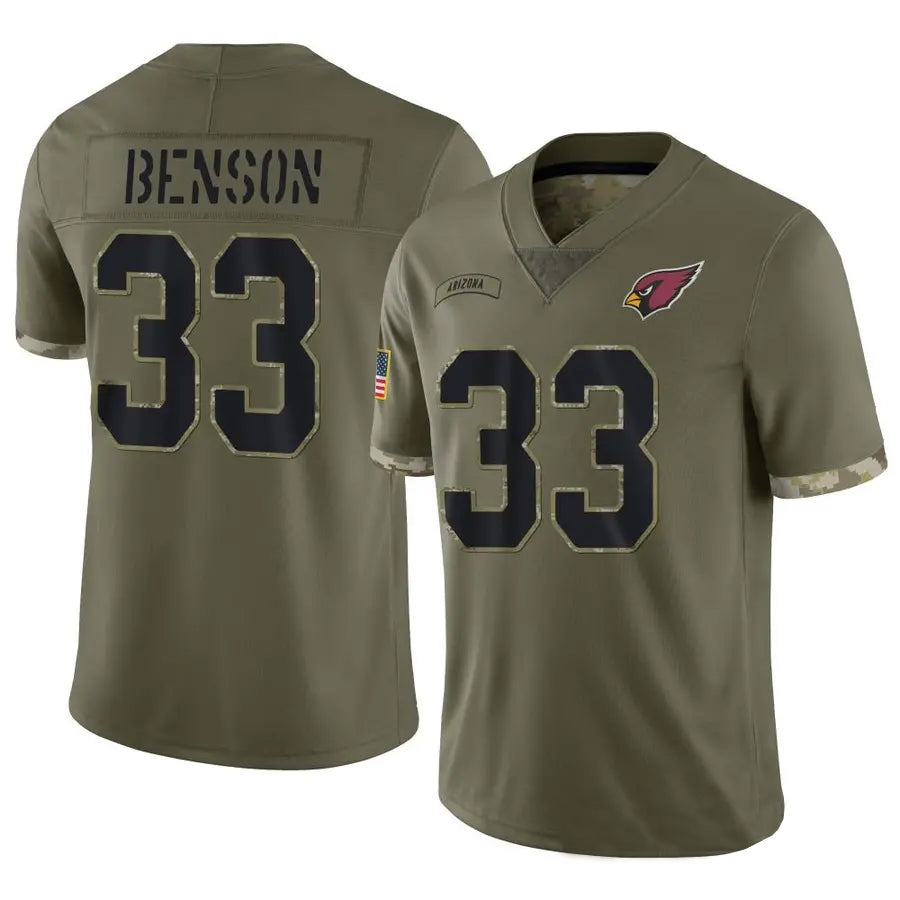 A.Cardinals #33 Trey Benson Player Olive Salute To Service Limited Game Gdoa Stitched Jerseys