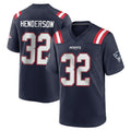 NE.Patriots #32 TreVeyon Henderson Player Navy Home Game Gdoa Stitched Jerseys