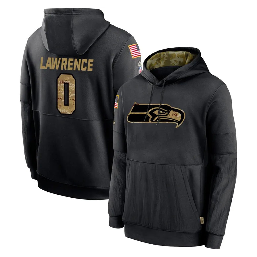 S.Seahawks #0 DeMarcus Lawrence Player Black Salute to Service Hoodies Limited Game Gdoa Stitched Jerseys