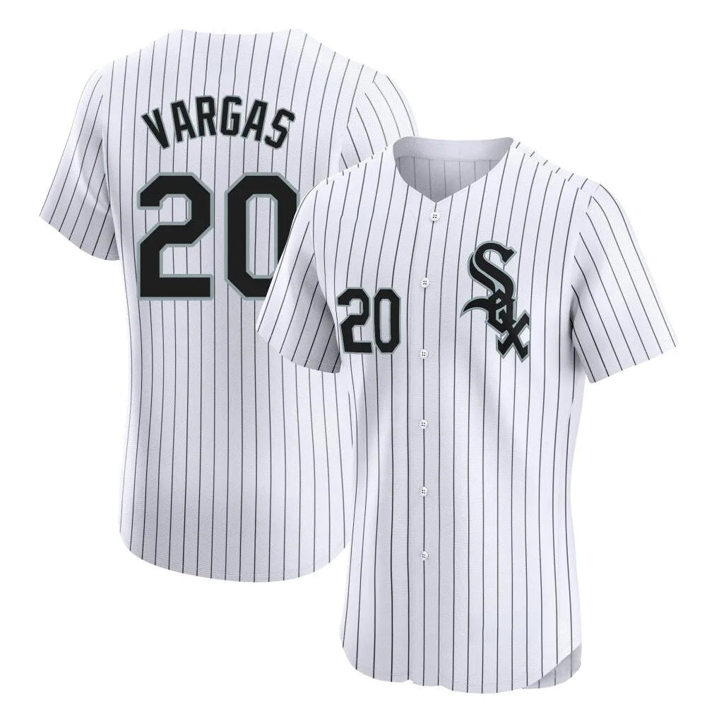 C.White Sox #20 Miguel Vargas Player White Stripe Limited Elite Home Gdoa Stitched Jerseys