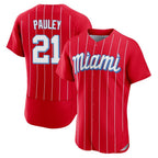 M.Marlins #21 Graham Pauley Player Red City Connect Home Limited Elite Fdoa Stitched Jerseys