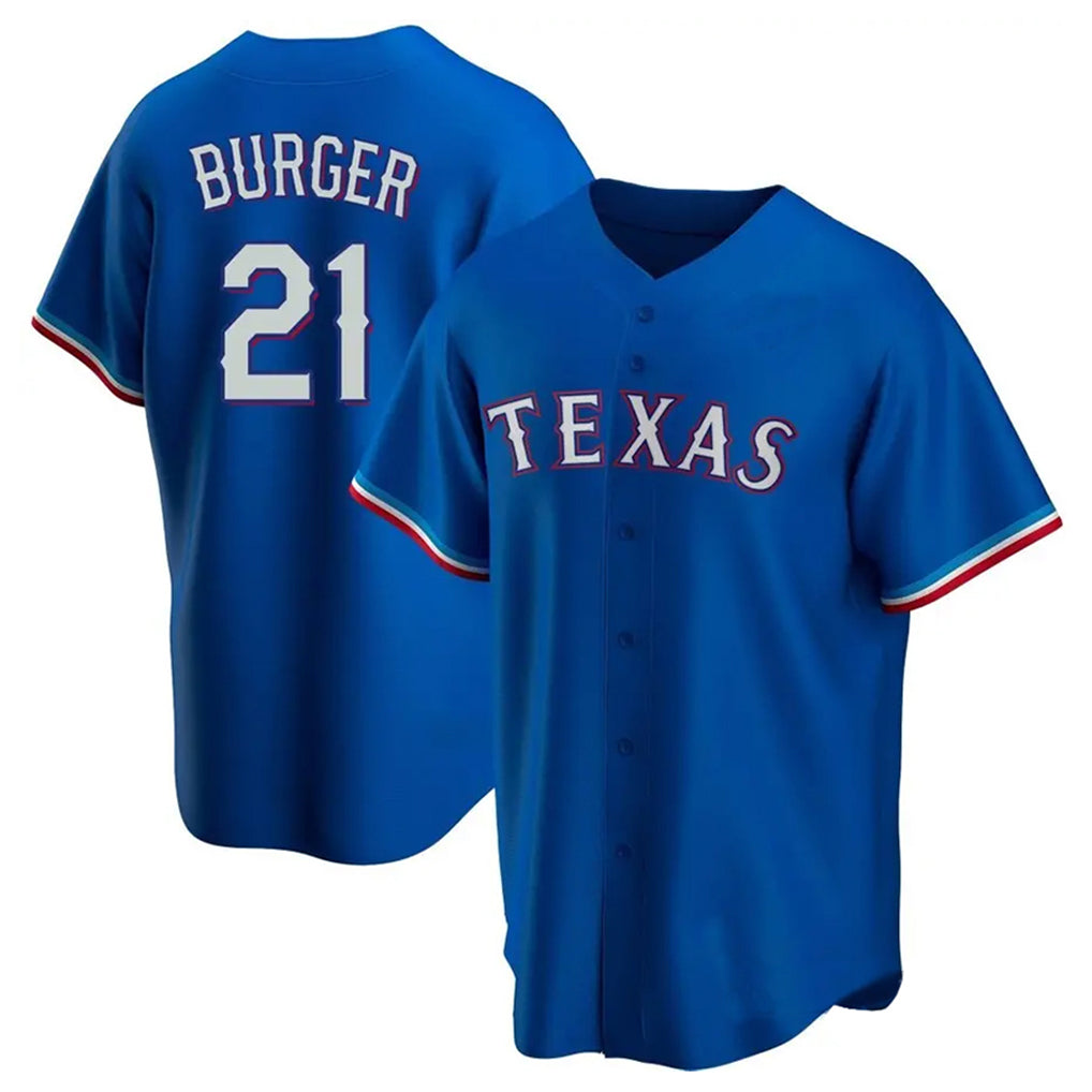 T.Rangers #21 Jake Burger Player Royal Home Replica Game Fdoa Stitched Jerseys