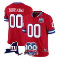 Custom NY.Giants Red 100th Season & State Patch Vapor Limited Home Game Any Name & Numbers Gdoa Stitched Jerseys