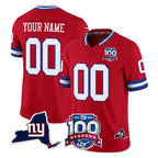 Custom NY.Giants Red 100th Season & State Patch Vapor Limited Home Game Any Name & Numbers Gdoa Stitched Jerseys