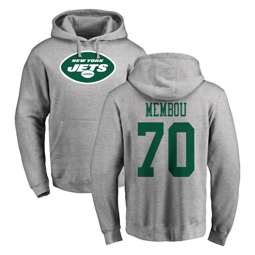 NY.Jets #70 Armand Membou Player Gray LOGO Pullover Hoodies Limited Game Gdoa Stitched Jerseys