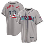 A.Diamondbacks #12 Lourdes Gurriel Jr Player Gray USA 250 Fourth of July Home Game Gdoa250Ys Stitched Jerseys