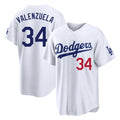 LA.Dodgers #34 Fernando Valenzuela Player White Home Game Fdoa Stitched Jerseys
