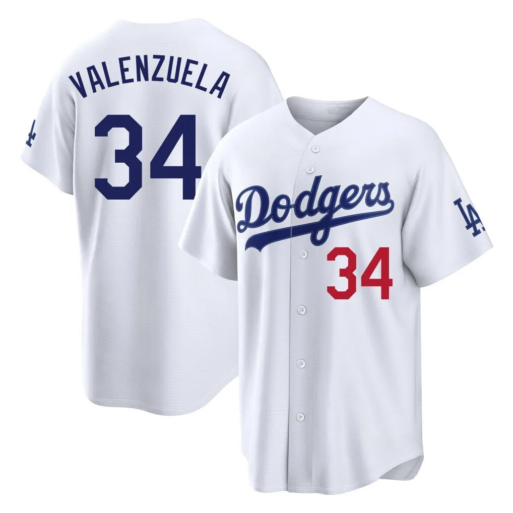 LA.Dodgers #34 Fernando Valenzuela Player White Home Game Fdoa Stitched Jerseys