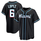 M.Marlins #6 Otto Lopez Player Black Fashion Out Home Game Fdoa Stitched Jerseys