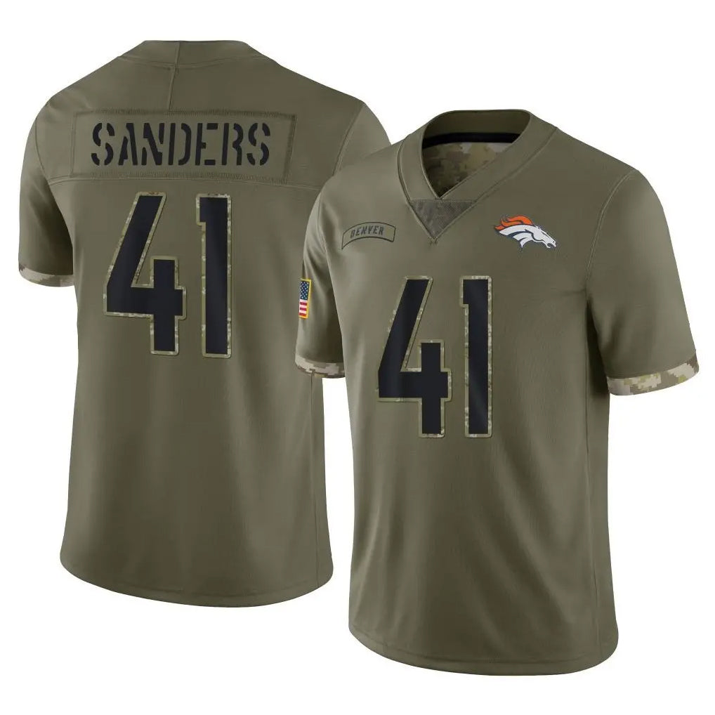 D.Broncos #41 Drew Sanders Player Olive Salute To Service Limited Gdoa Stitched Jerseys