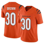 C.Bengals #30 Chase Brown Player Orange Vapor F.U.S.E. Limited Home Game Gdoa Stitched Jerseys