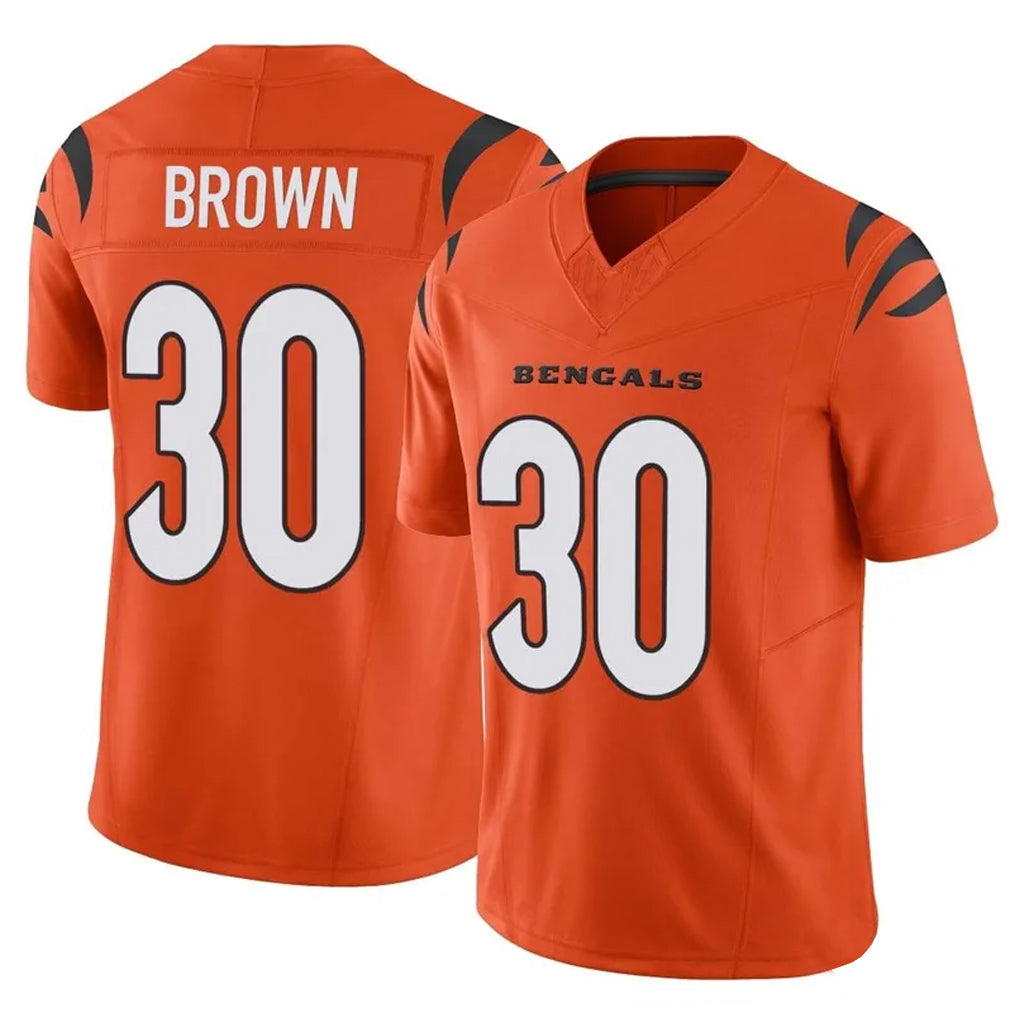 C.Bengals #30 Chase Brown Player Orange Vapor F.U.S.E. Limited Home Game Gdoa Stitched Jerseys