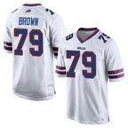 B.Bills #79 Spencer Brown Player White Home Game Gdoa Stitched Jerseys