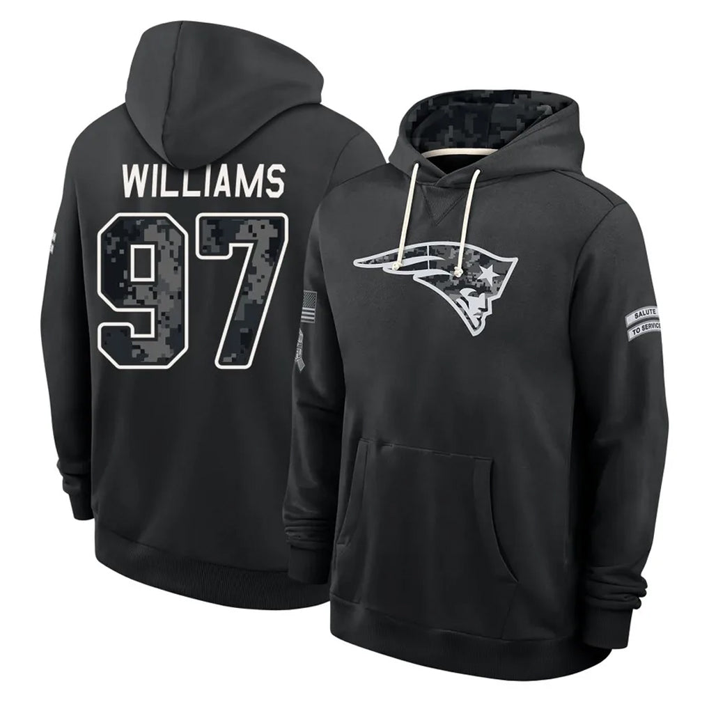 NE.Patriots #97 Milton Williams Player 2026 Black Logo Pullover Hoodies Limited Game Gdoa Stitched Jerseys