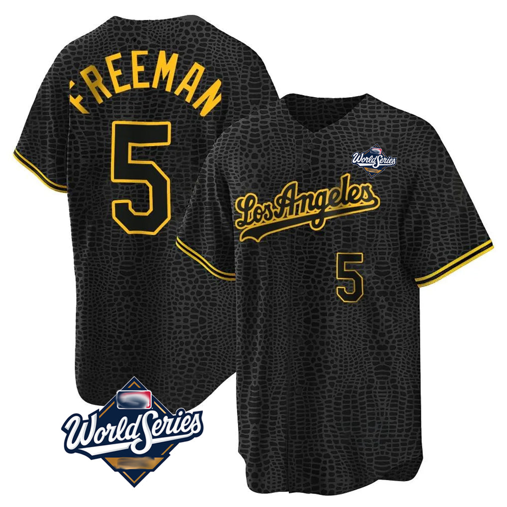 LA.Dodgers #5 Freddie Freeman Player Black Gold World Series Limited Home Fdoa Stitched Jerseys