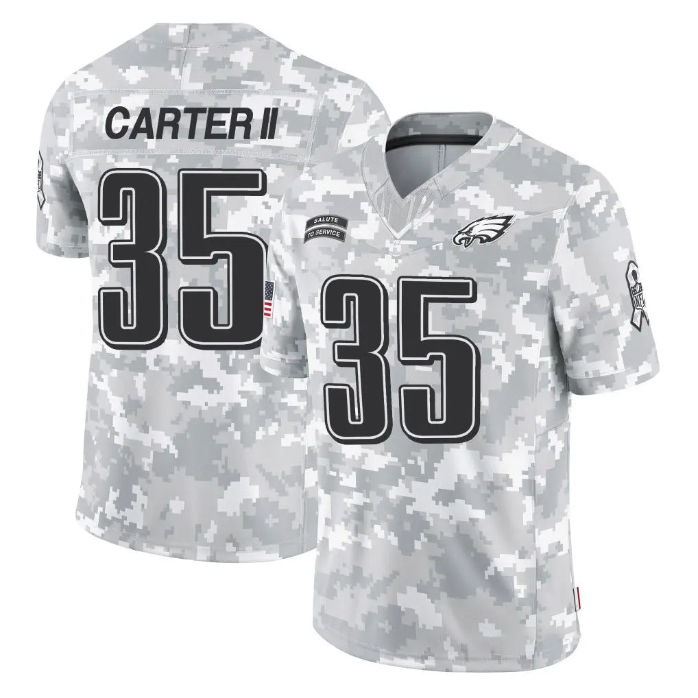 P.Eagles #35 Michael Carter II Player Arctic Camo Salute to Service Limited Game Gdoa Stitched Jerseys