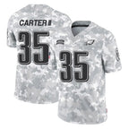 P.Eagles #35 Michael Carter II Player Arctic Camo Salute to Service Limited Game Gdoa Stitched Jerseys