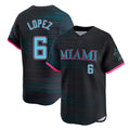 M.Marlins #6 Otto Lopez Player Black City Connect Home Limited Fdoa Stitched Jerseys