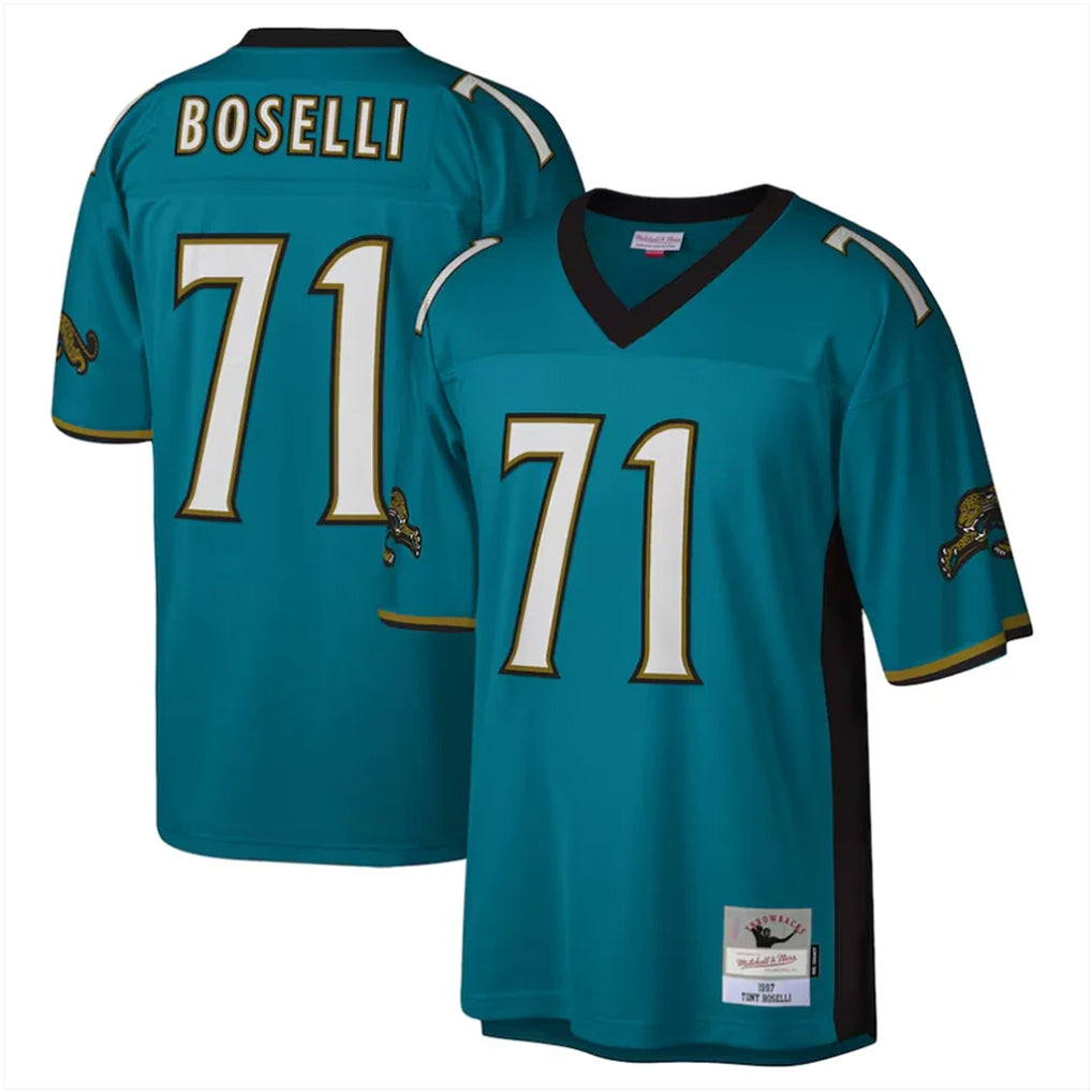 J.Jaguars #71 Tony Boselli Player Teal Mitchell & Ness Legacy Home Game Gdoa Stitched Jerseys