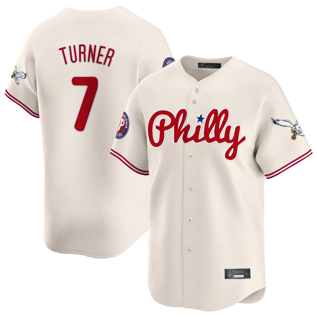 P.Phillies #7 Trea Turner Player Cream Phillies & Eagles Vapor Premier Limited Fdoa Stitched Jerseys
