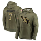 A.Cardinals #7 Jacoby Brissett Player Olive Salute to Service Pullover Hoodie Home Game Gdoa Stitched Jerseys