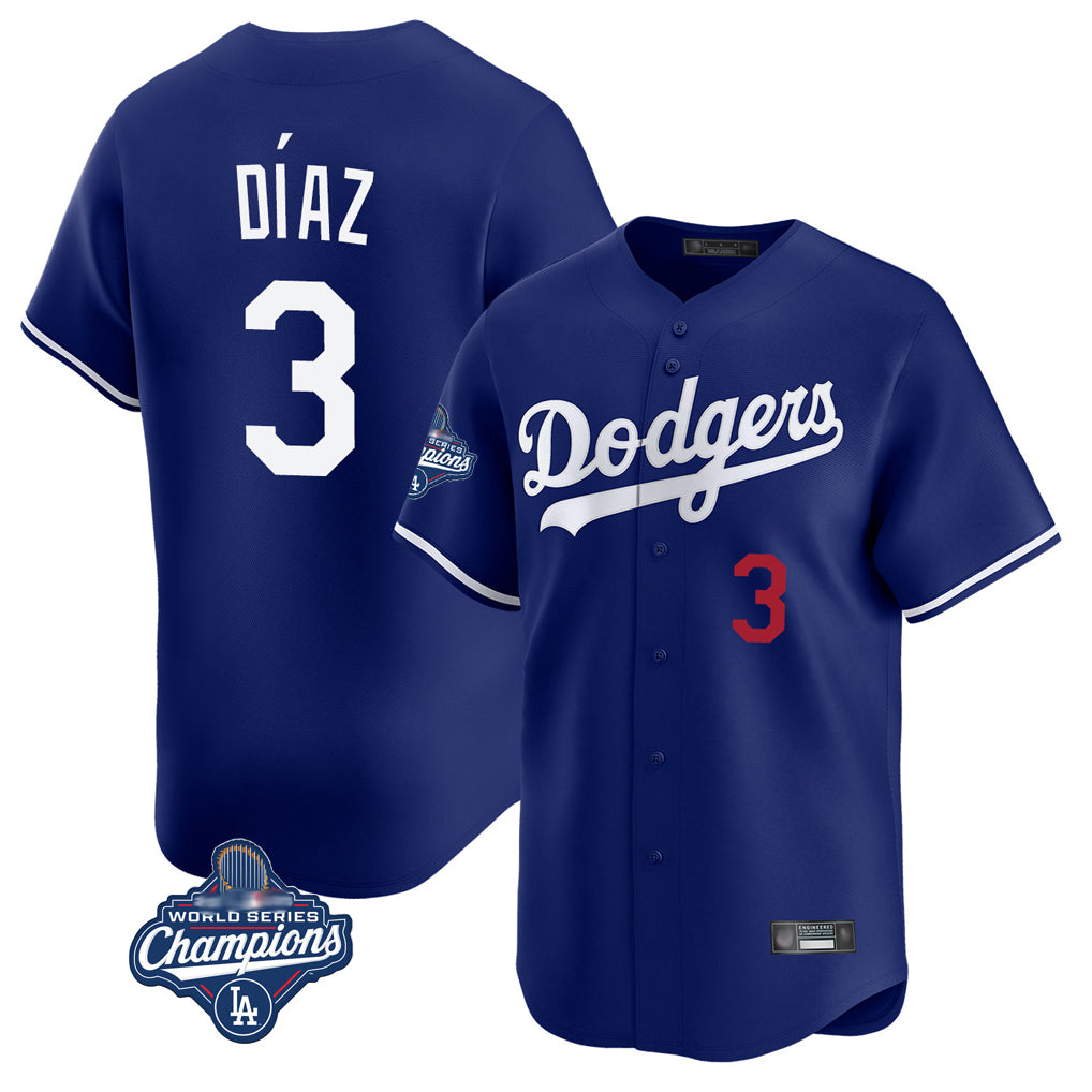 LA.Dodgers #3 Edwin D¨ªaz Player Royal World Series Meet Limited Home Fdoa Stitched Jerseys