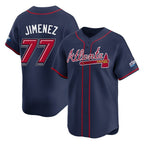 A.Braves #77 Joe Jimenez Player Navy 2025 Speedway Classic Home Game Gdoa Stitched Jerseys