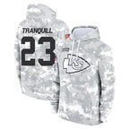 KC.Chiefs #23 Drue Tranquill Player Arctic Camo Salute to Service Hoodies Limited Game Gdoa Stitched Jerseys