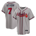 A.Braves #7 Ha-Seong Kim Player Gray Home Game Gdoa Stitched Jerseys