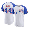 A.Braves #44 Hank Aaron Player White City Connect Limited Elite Home Game Gdoa Stitched Jerseys