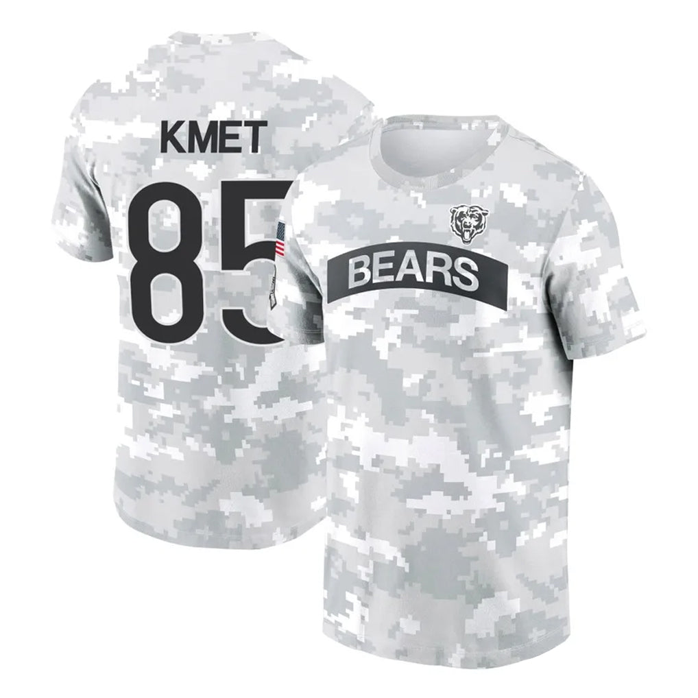 C.Bears #85 Cole Kmet Player Arctic Camo Salute to Service Performance T-Shirt Limited Gdoa Stitched Jerseys