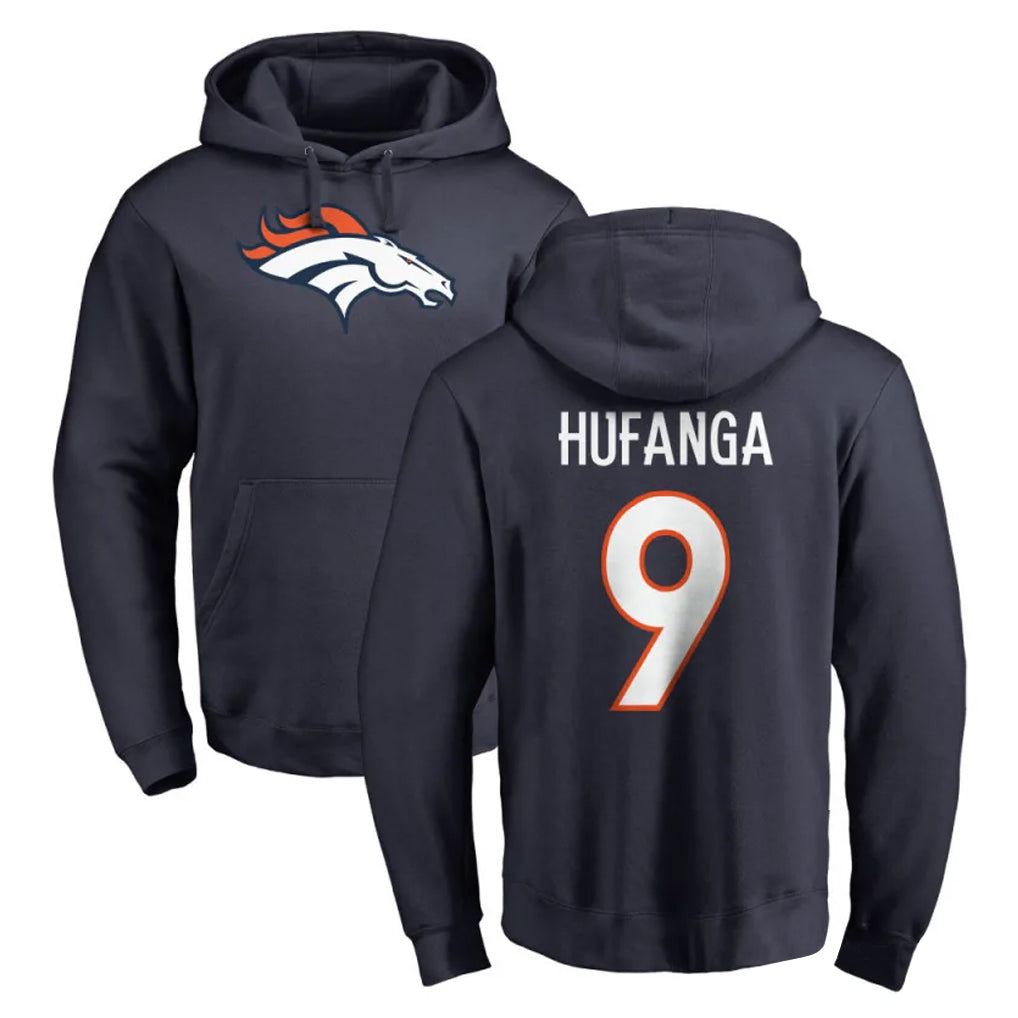 D.Broncos #9 Talanoa Hufanga Player Navy Pullover Hoodie Limited Gdoa Stitched Jerseys