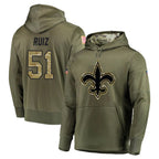 NO.Saints #51 Cesar Ruiz Player Olive Salute to Service Pullover Hoodies Home Game Gdoa Stitched Jerseys