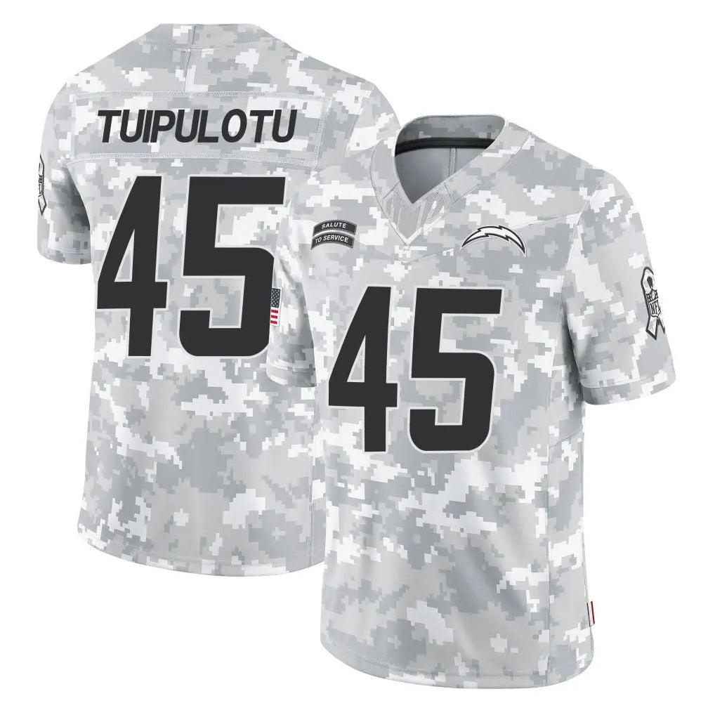 LA.Chargers #45 Tuli Tuipulotu Player Arctic Camo Salute To Service Limited Game Gdoa Stitched Jerseys