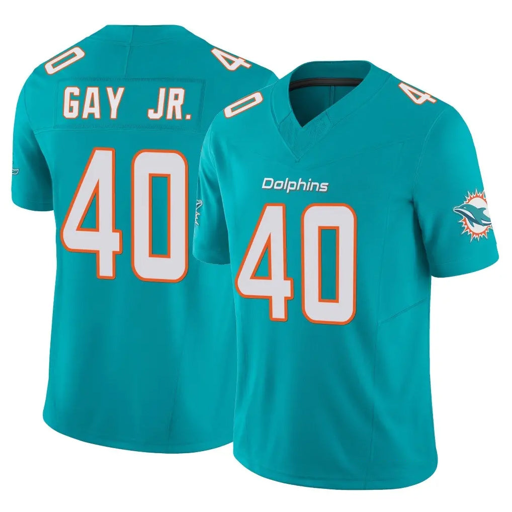 M.Dolphins #40 Willie Gay Jr. Player Aqua Limited Vapor F.U.S.E. Home Game Gdoa Stitched Jerseys