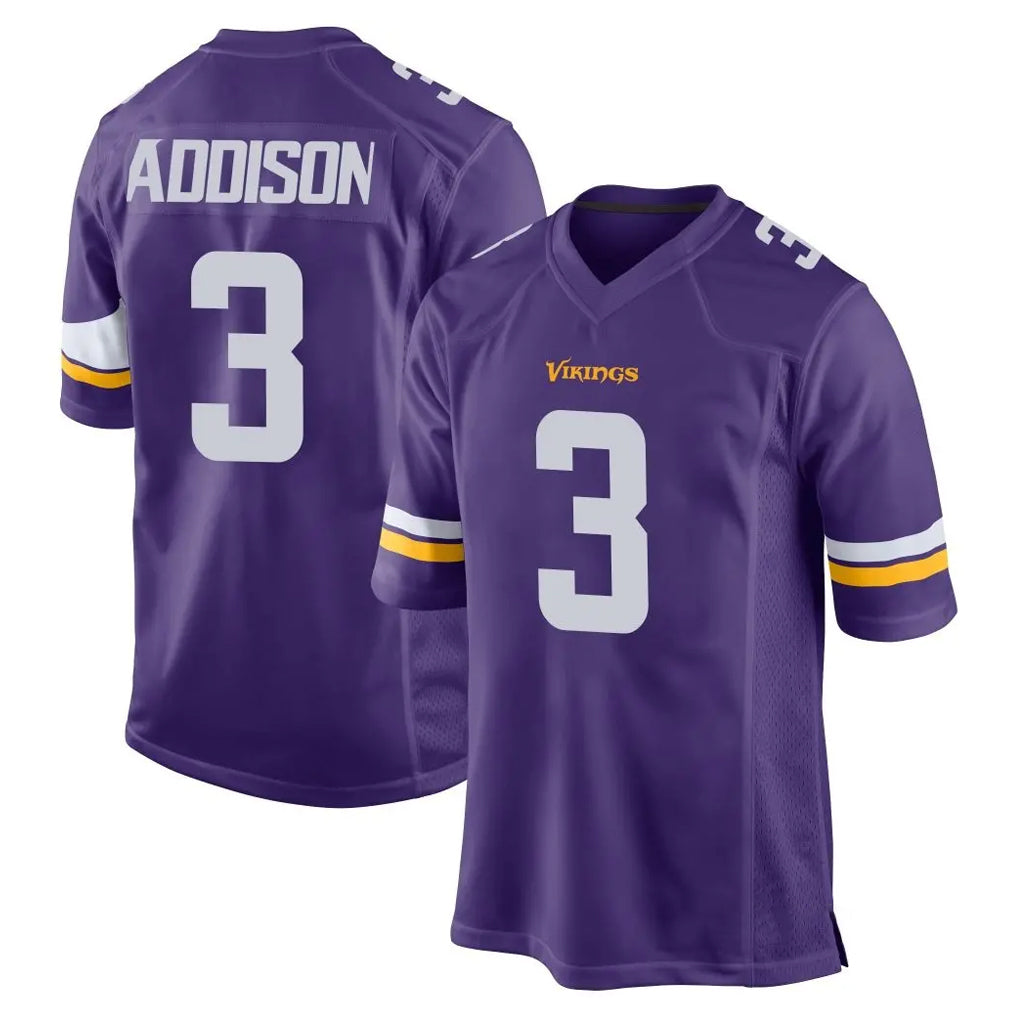 M.Vikings #3 Jordan Addison Player Purple Home Game Gdoa Stitched Jerseys