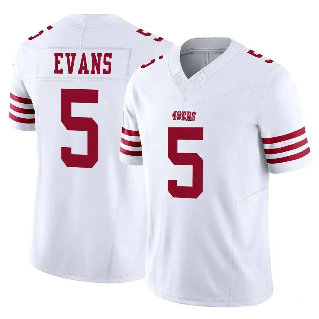 SF.49ers #5 Mike Evans Player White Limited Vapor F.U.S.E. Home Game Gdoa Stitched Jerseys