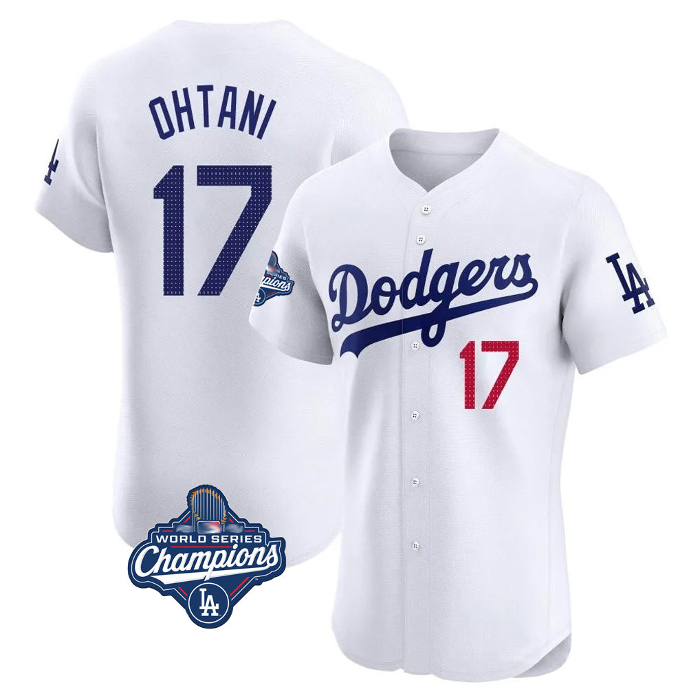 LA.Dodgers #17 Shohei Ohtani Player White World Series Meet Limited Elite Home Fdoa Stitched Jerseys
