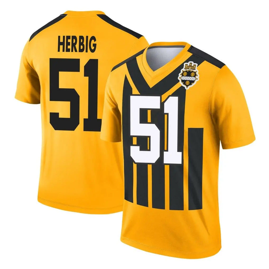 P.Steelers #51 Nick Herbig Player Gold Legend Limited 1933 Throwback Performance Home Game Gdoa Stitched Jerseys