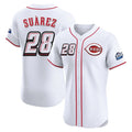C.Reds #28 Eugenio Su¨¢rez Player White Speedway Classic Limited Elite Home Gdoa Stitched Jerseys