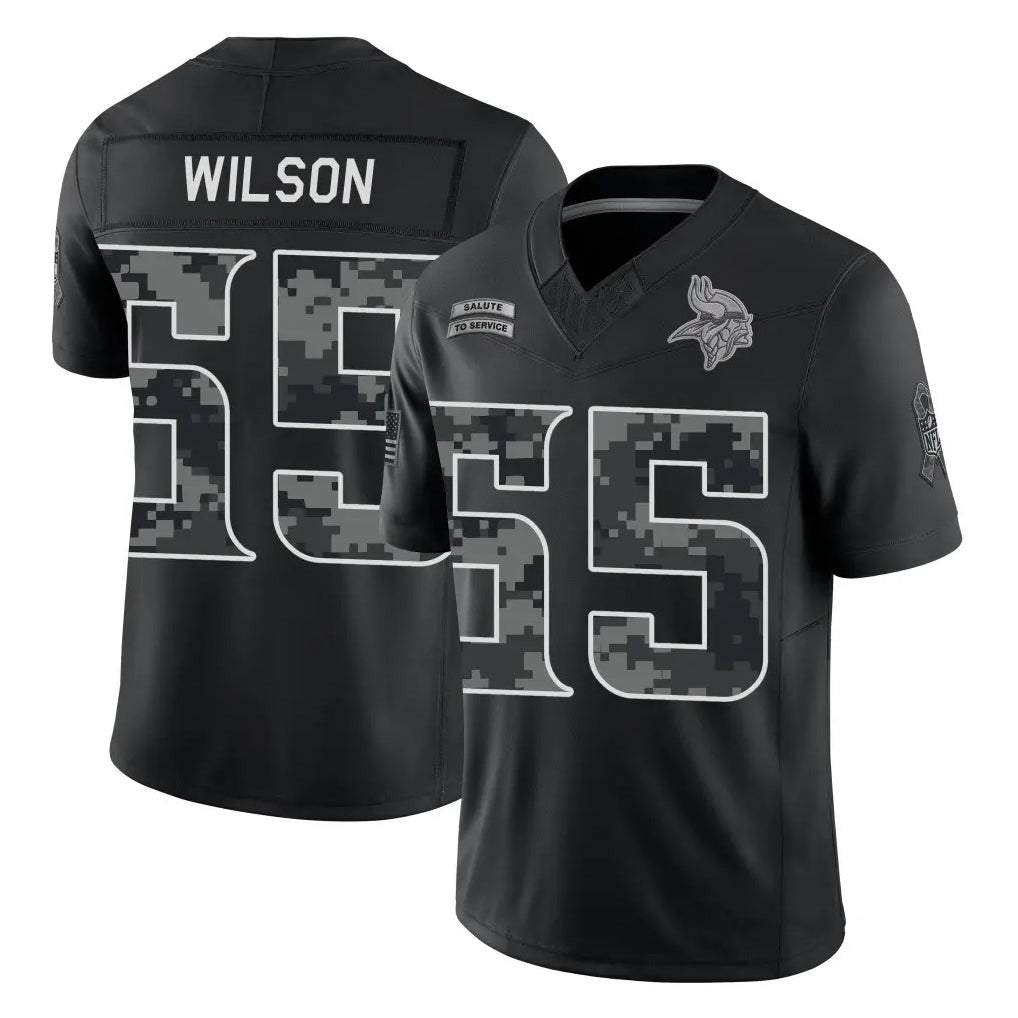 MN.Vikings #55 Eric Wilson Player Black Limited 2026 Salute to Service Home Game Gdoa Stitched Jerseys