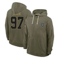 D.Cowboys #97 Kenny Clark Player Olive Salute to Service Pullover Hoodies Limited Gdoa Stitched Jerseys