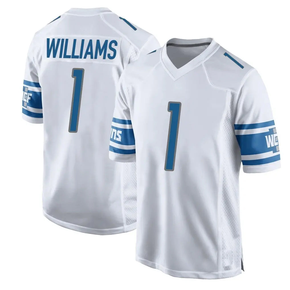 D.Lions #1 Jameson Williams Player White Home Game Gdoa Stitched Jerseys