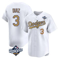 LA.Dodgers #3 Edwin D¨ªaz Player Gold World Series Collection Limited Home Fdoa Stitched Jerseys