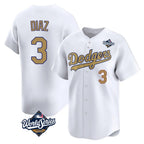 LA.Dodgers #3 Edwin D¨ªaz Player Gold World Series Collection Limited Home Fdoa Stitched Jerseys