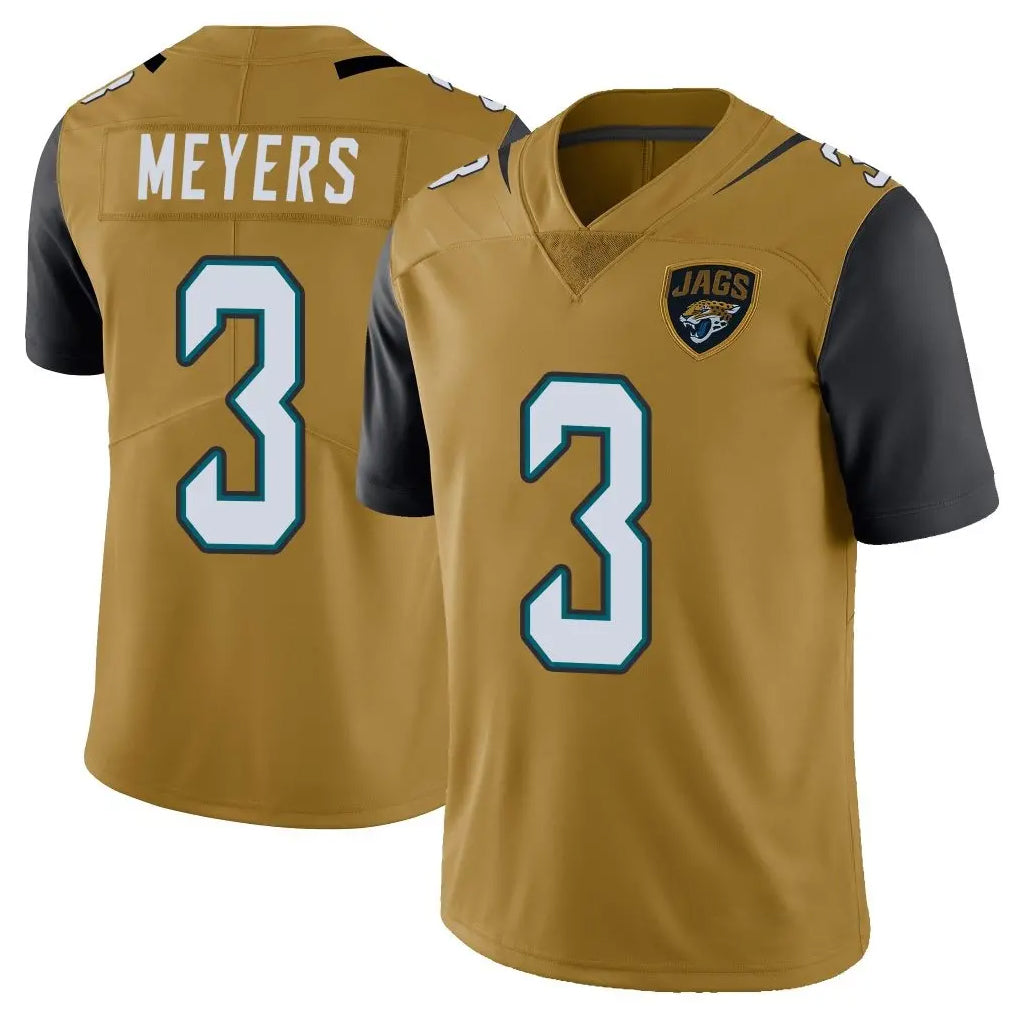 J.Jaguars #3 Jakobi Meyers Player Gold Vapor Limited Home Game Gdoa Stitched Jerseys