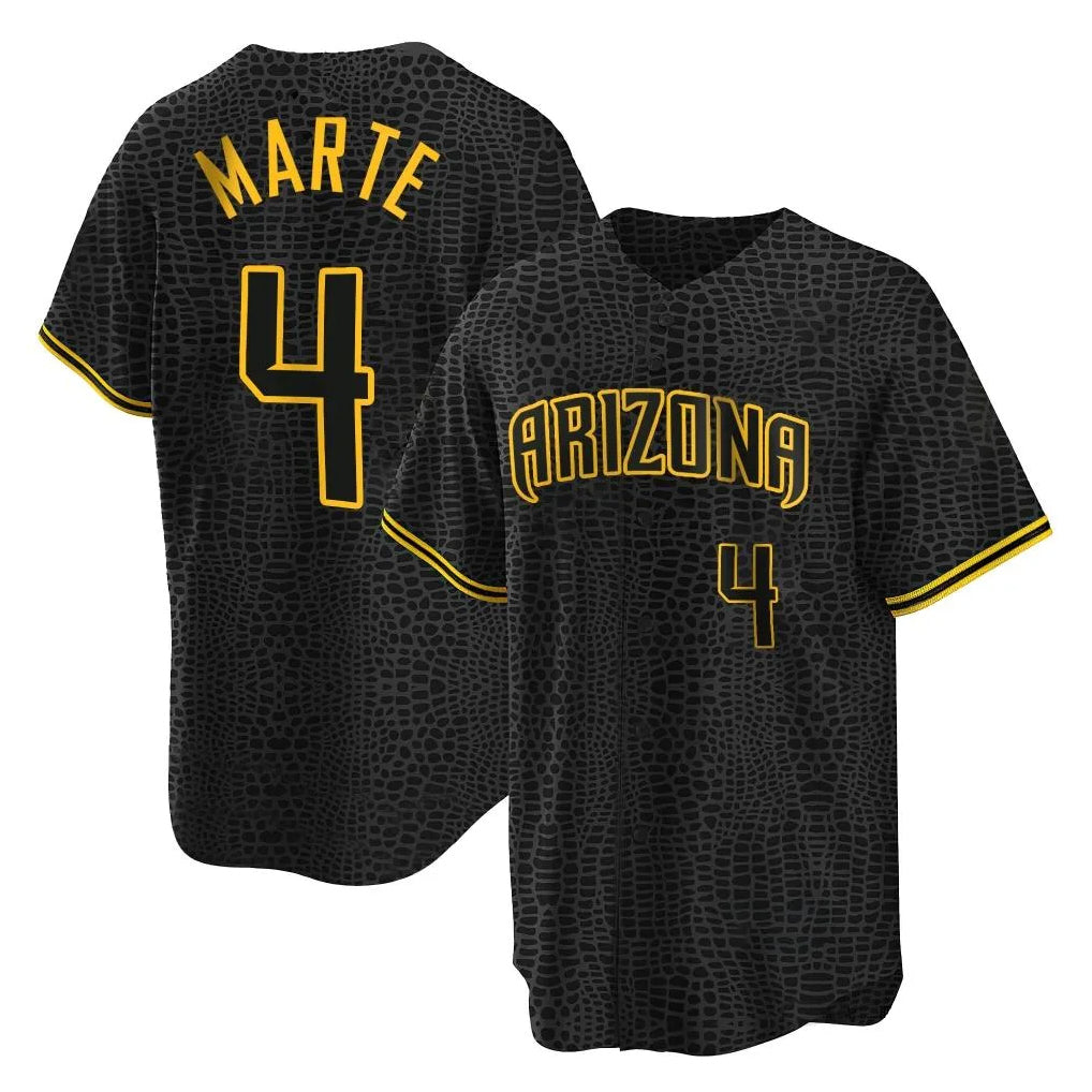 A.Diamondbacks #4 Ketel Marte Player Black Snake Skin City Home Game Gdoa Stitched Jerseys