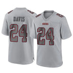 SF.49ers #24 Ashtyn Davis Player Gray Atmosphere Fashion Home Game Gdoa Stitched Jerseys